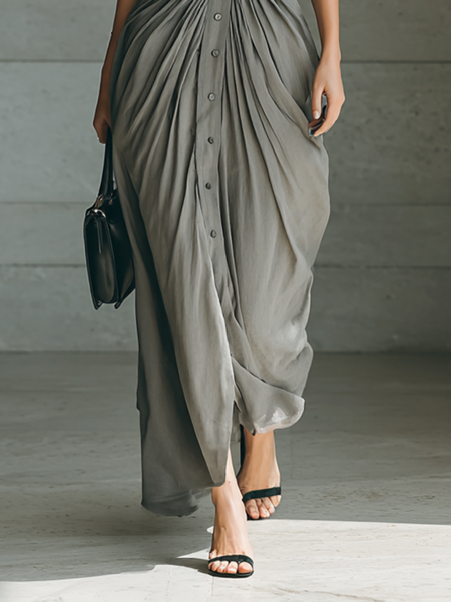 Zahara | Belted Pleated Maxi Dress
