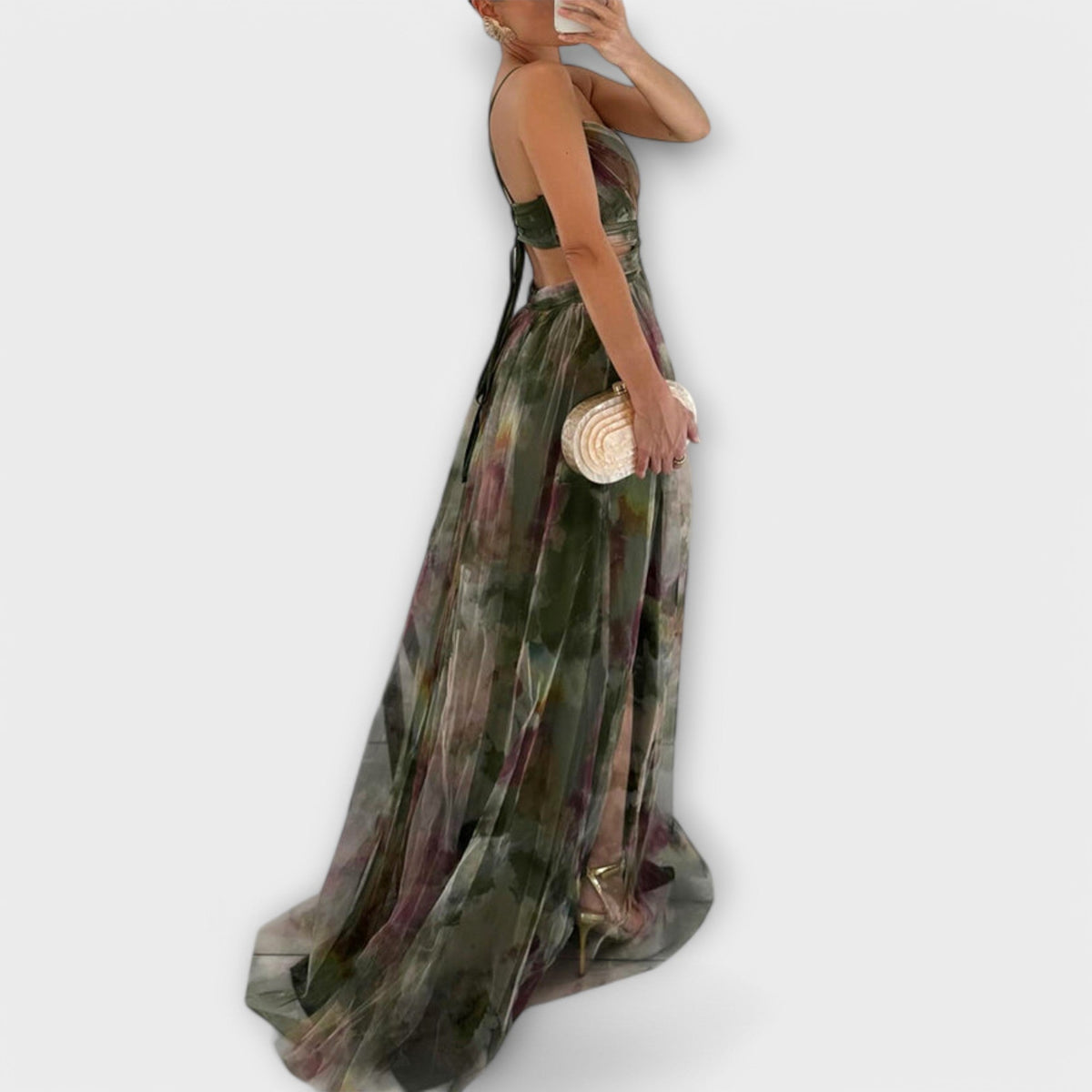 Annai Mesh Maxi Dress | Elegant and Figure-Shaping