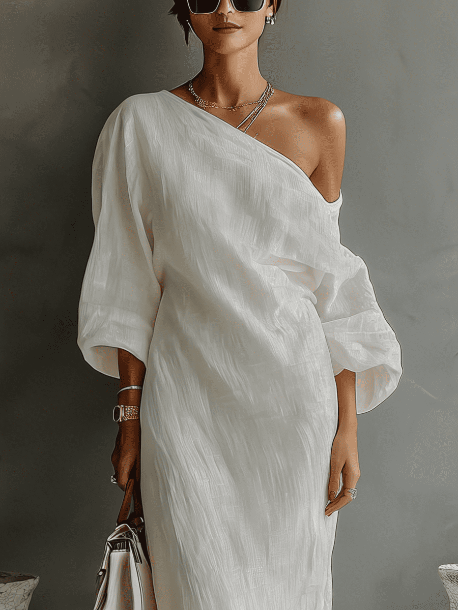 Aurora | Ivory One-Shoulder Flowing Maxi Dress