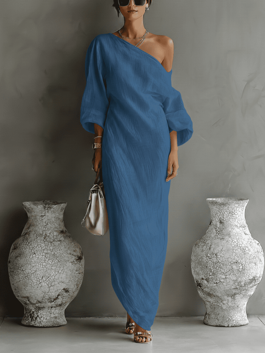 Aurora | Ivory One-Shoulder Flowing Maxi Dress
