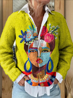 Iona | Chartreuse Embroidered Portrait Cardigan