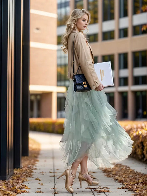 Cecil | Stylish Mesh Layered Tutu Skirt