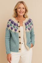 Keira | Sage Green Tulip Knitted Cardigan
