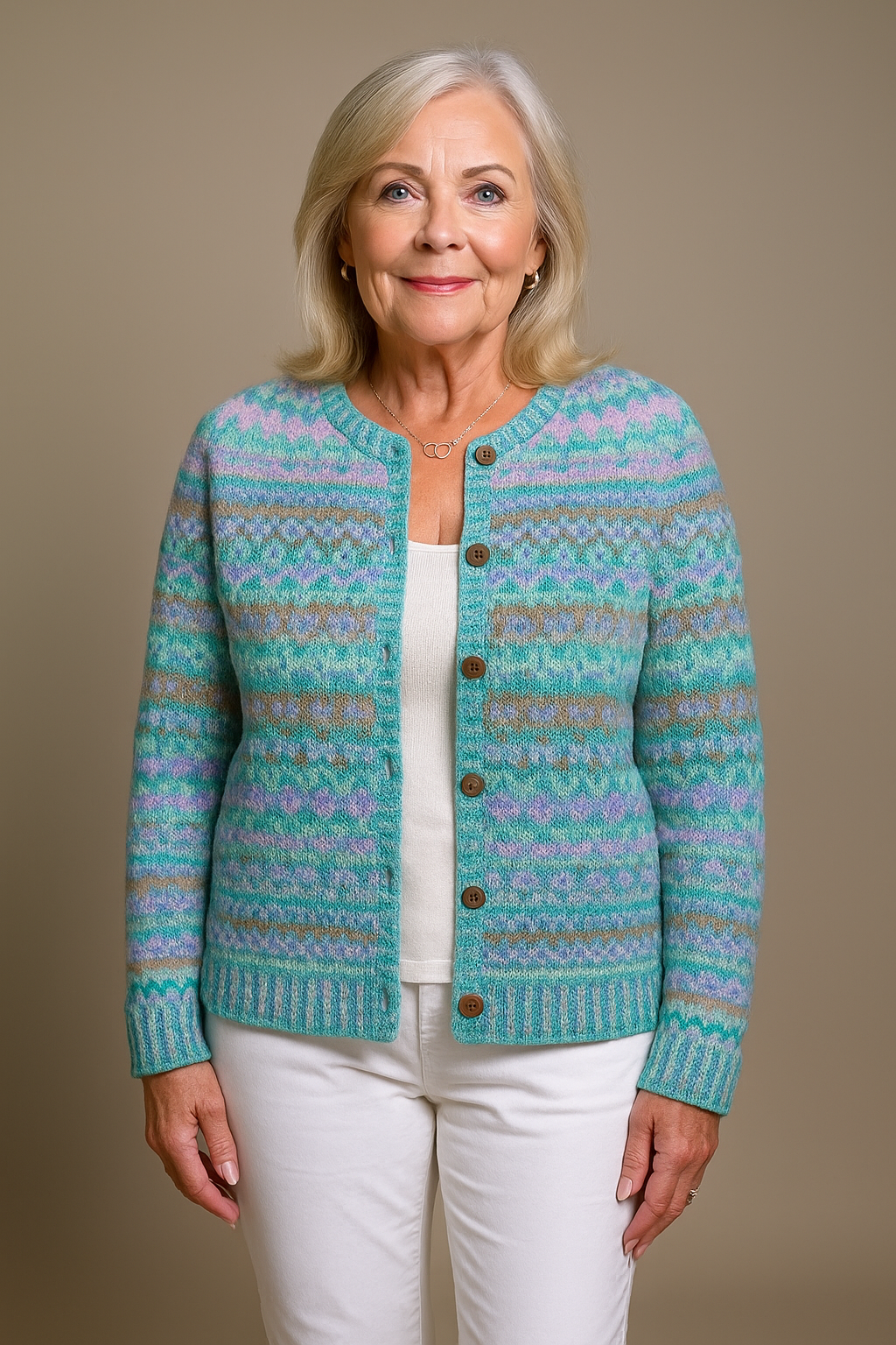 Lila | Teal and Lilac Fair Isle Cardigan