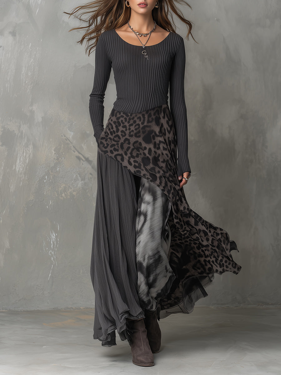 Martina | Long Dress with Leopard Print