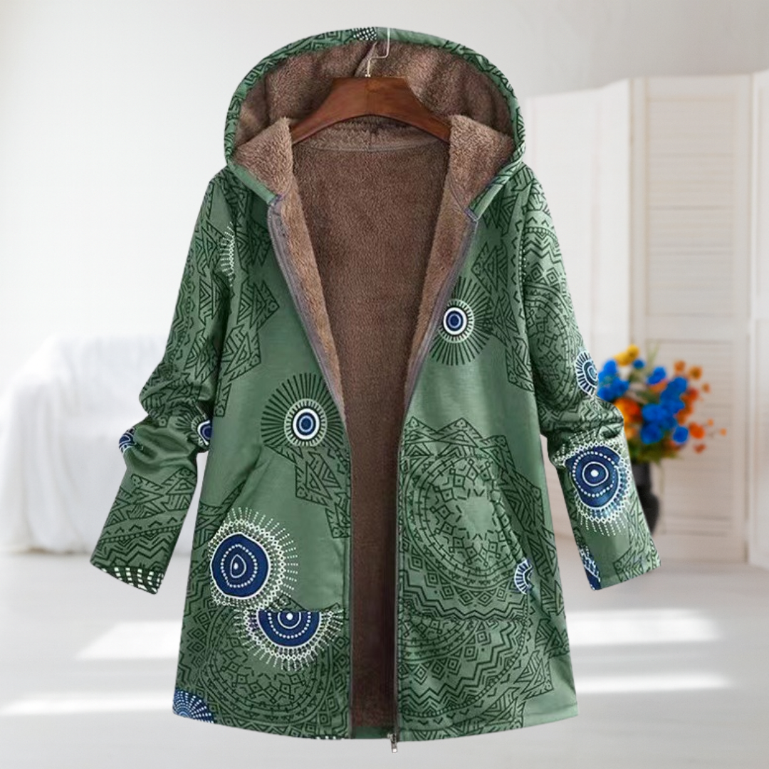 Arianna | Sage Green Fleece-Lined Hooded Coat