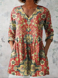 Lea | Warm Floral V-Neck Blouse