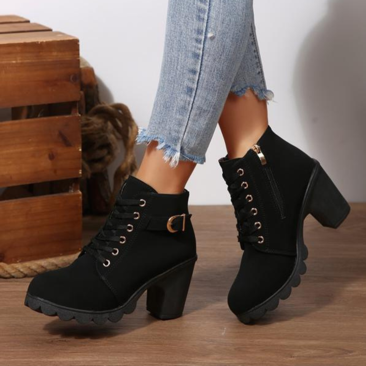 FELICITY | LACE-UP HEELED ANKLE BOOTS