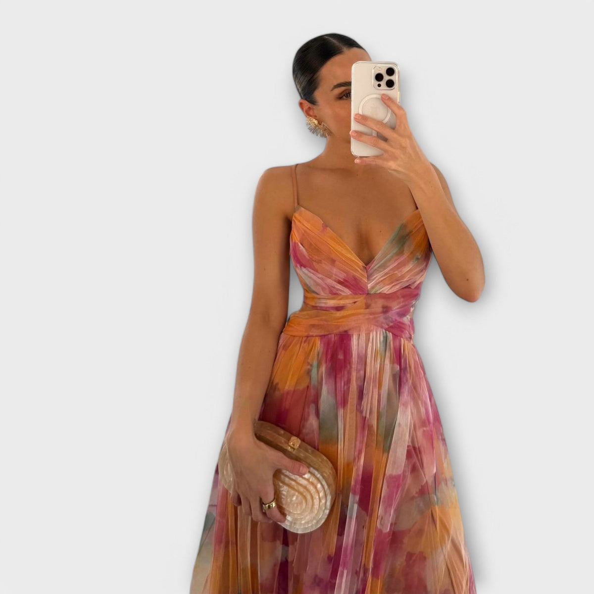 Annai Mesh Maxi Dress | Elegant and Figure-Shaping