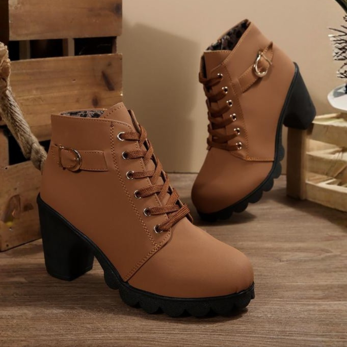 FELICITY | LACE-UP HEELED ANKLE BOOTS