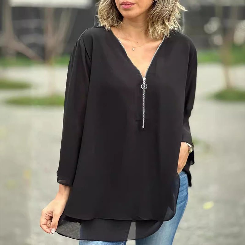 Lorelai | Chiffon Zip Blouse