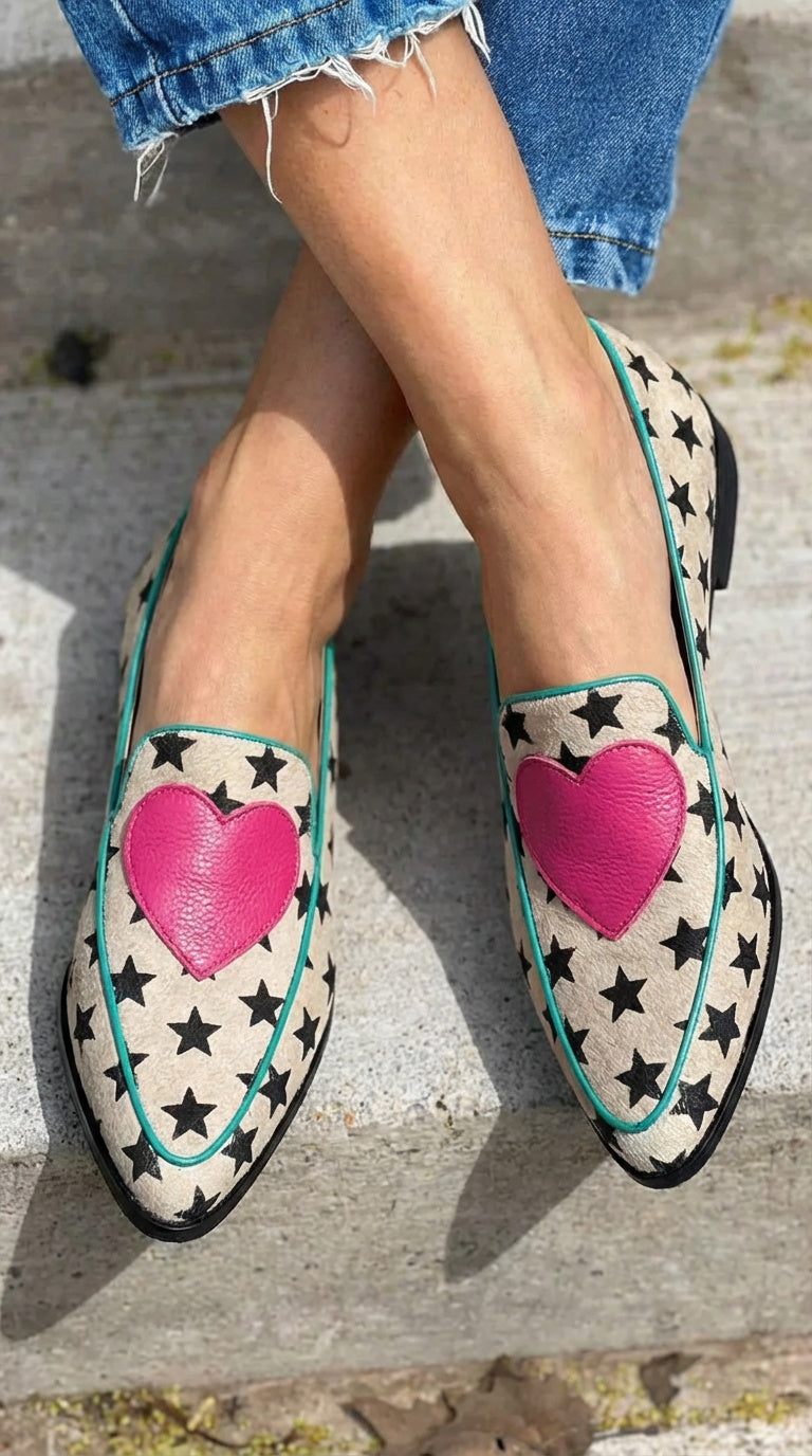 Marisol | Star & Heart Print Loafers
