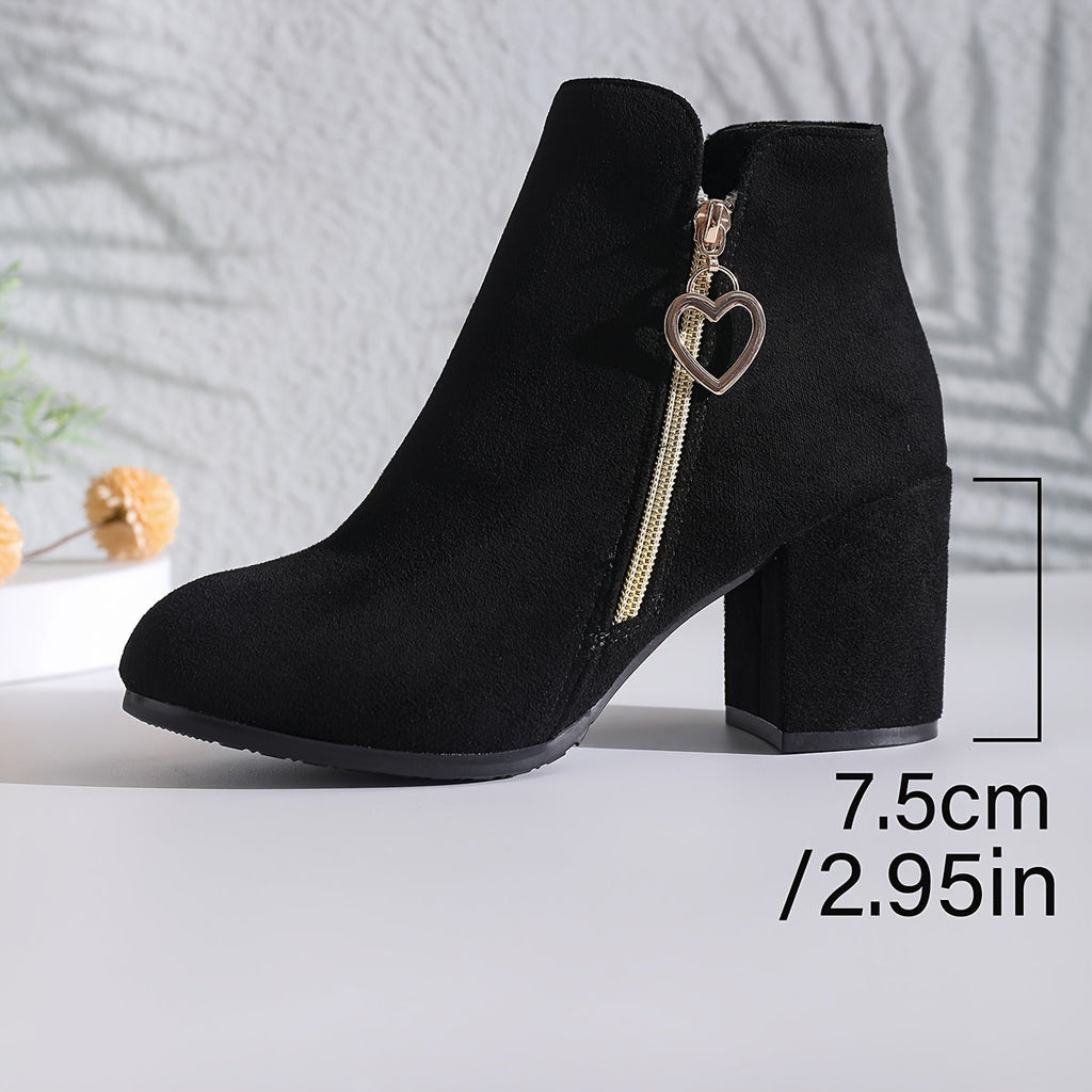 EDWINA | HEART ZIP ANKLE BOOTS