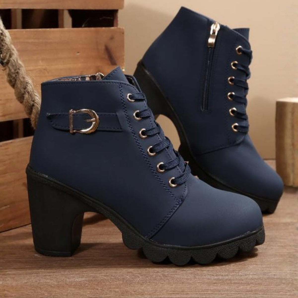 FELICITY | LACE-UP HEELED ANKLE BOOTS