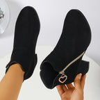 EDWINA | HEART ZIP ANKLE BOOTS