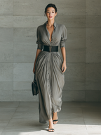 Zahara | Belted Pleated Maxi Dress