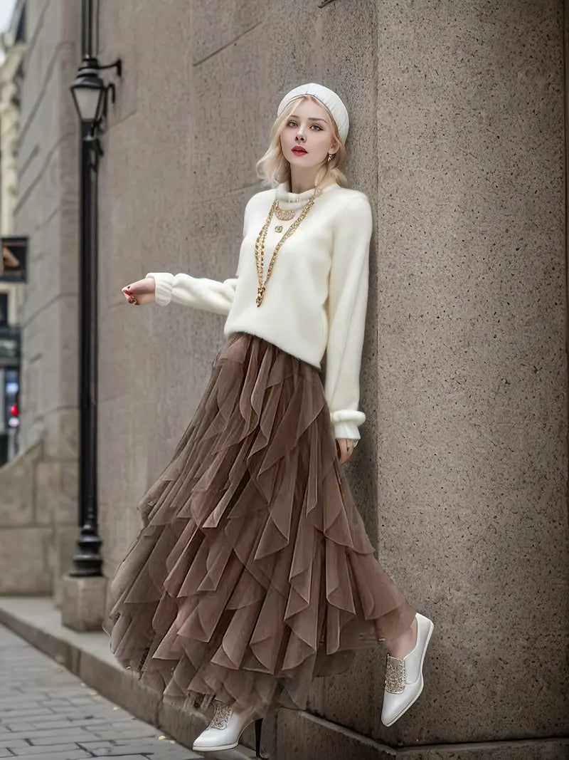 Cecil | Stylish Mesh Layered Tutu Skirt