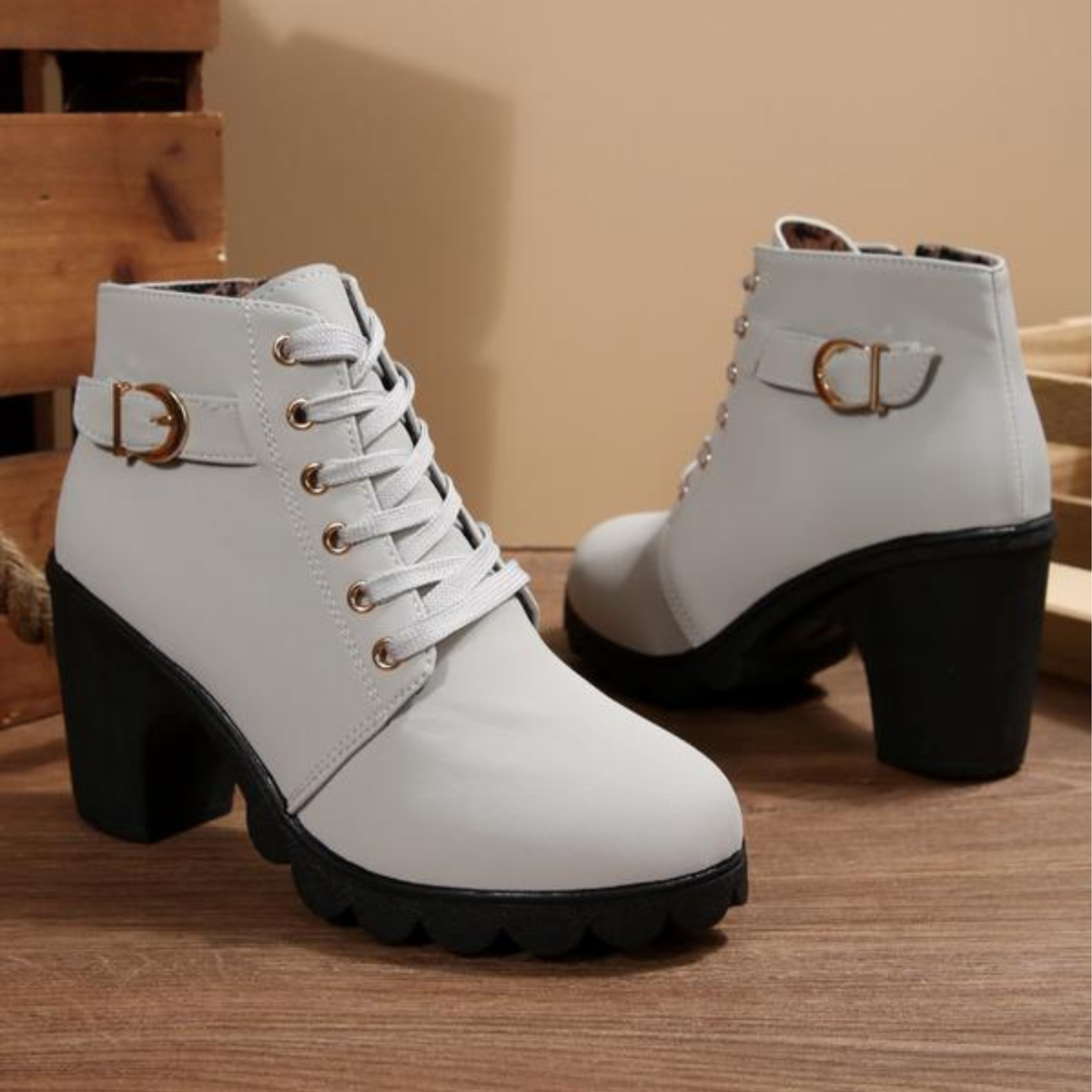 FELICITY | LACE-UP HEELED ANKLE BOOTS
