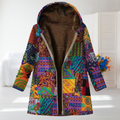 Sofia | Bright Patchwork Fleece-Lined Hooded Coat