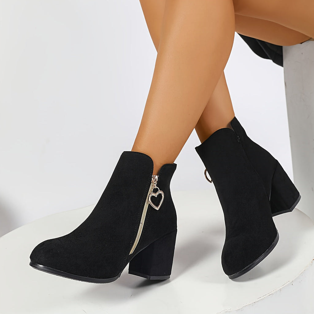 EDWINA | HEART ZIP ANKLE BOOTS