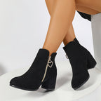 EDWINA | HEART ZIP ANKLE BOOTS