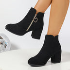 EDWINA | HEART ZIP ANKLE BOOTS