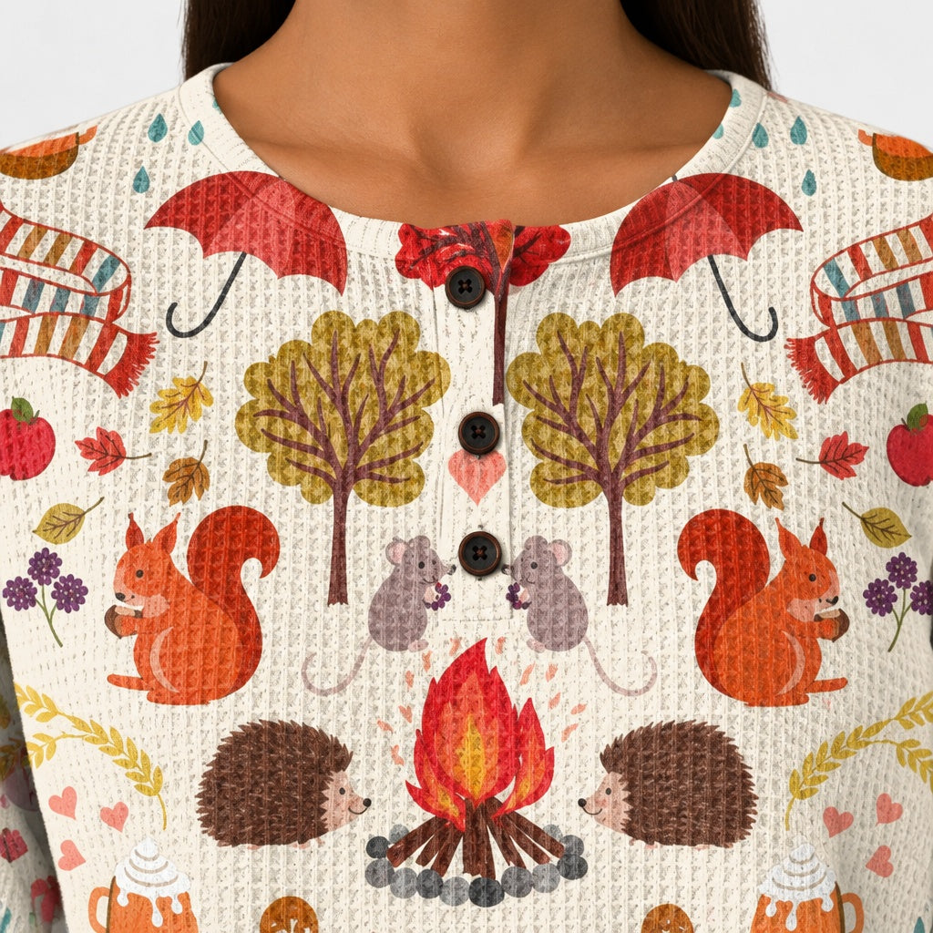 Alma | Cream Coloured Jumper with Autumn Forest Motif