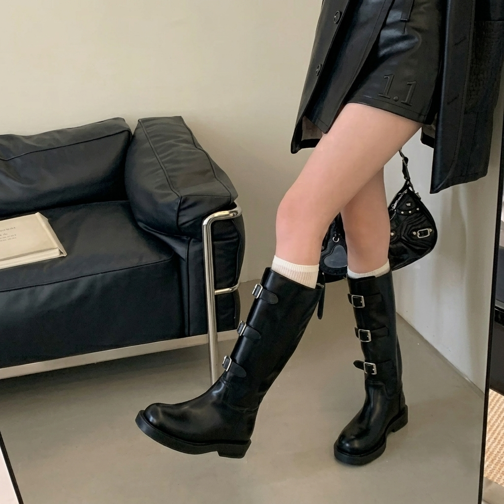 SYBIL | BUCKLE KNEE-HIGH BOOTS