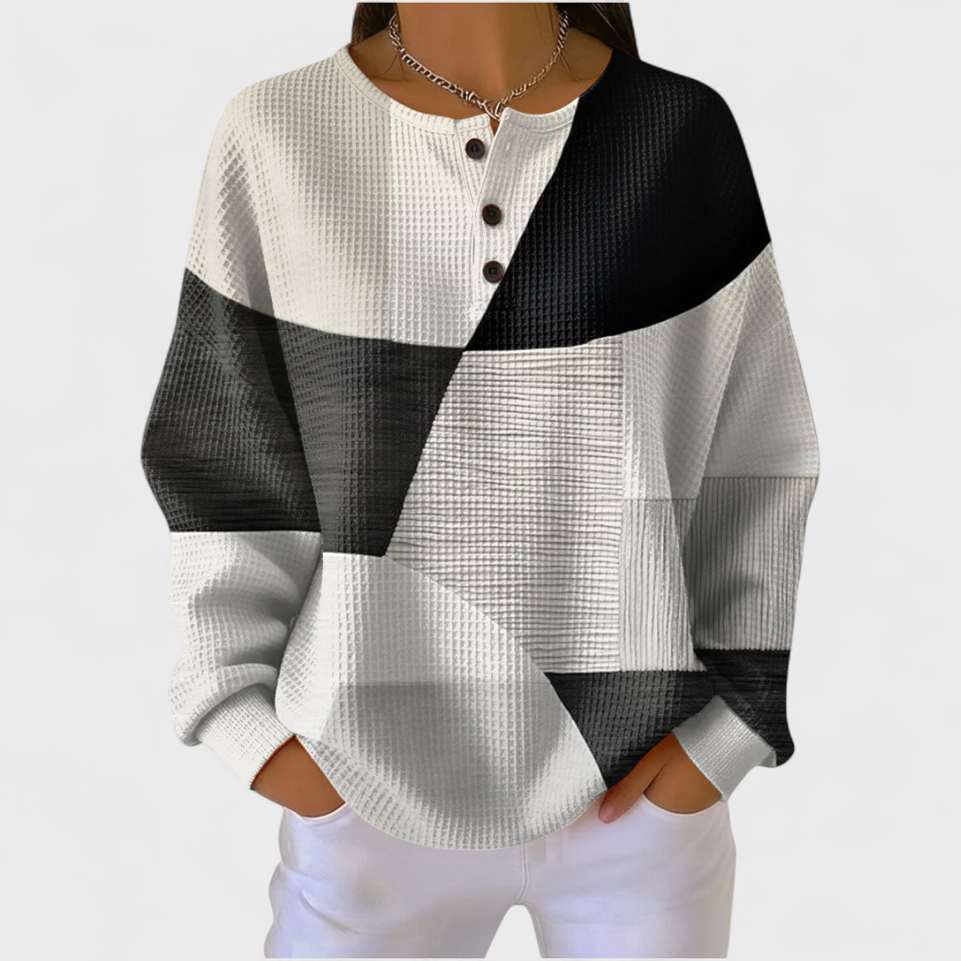 Ella | Black and White Colour-Block Jumper