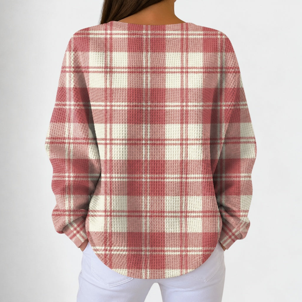 Emily | Pink Jumper with Check Pattern