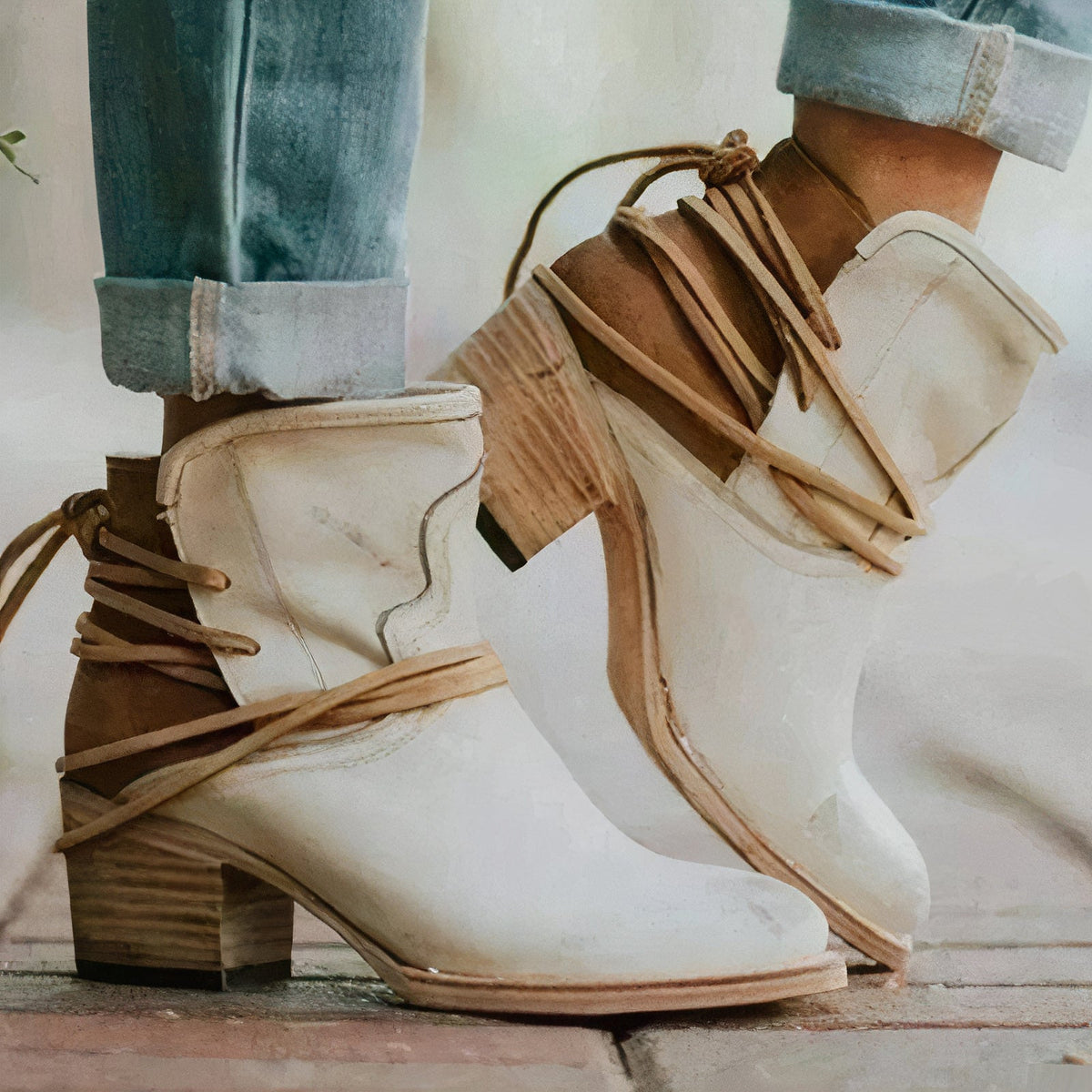 MAUD | LACE-UP STACKED HEEL BOOTS