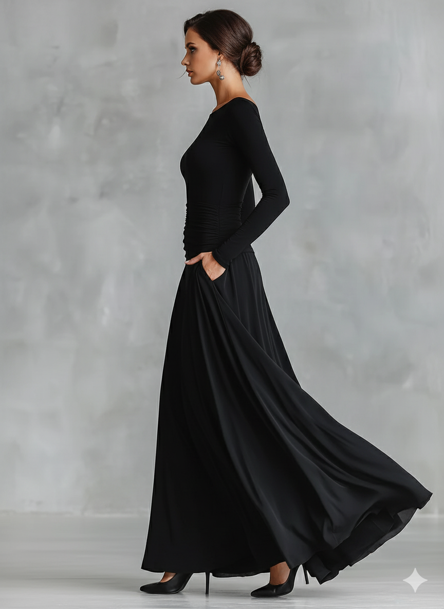 Rubi | Elegant Black Maxi Dress