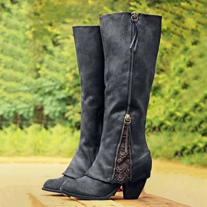 JULIET | LACE-TRIM KNEE-HIGH BOOTS