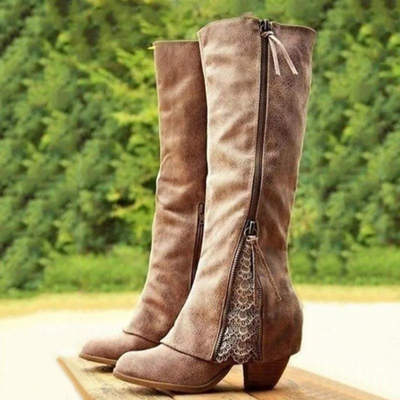 JULIET | LACE-TRIM KNEE-HIGH BOOTS