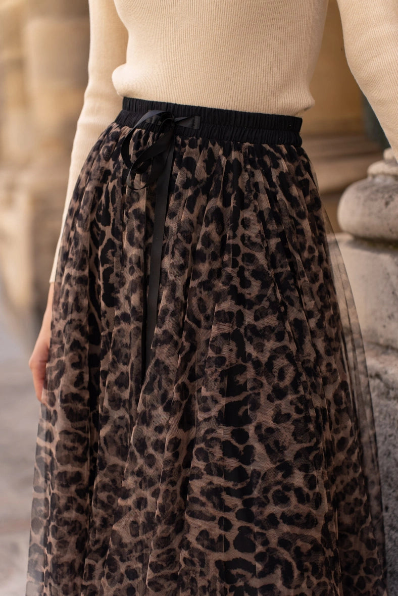 Maxi Skirt | Leopard Print & Flowing Tulle