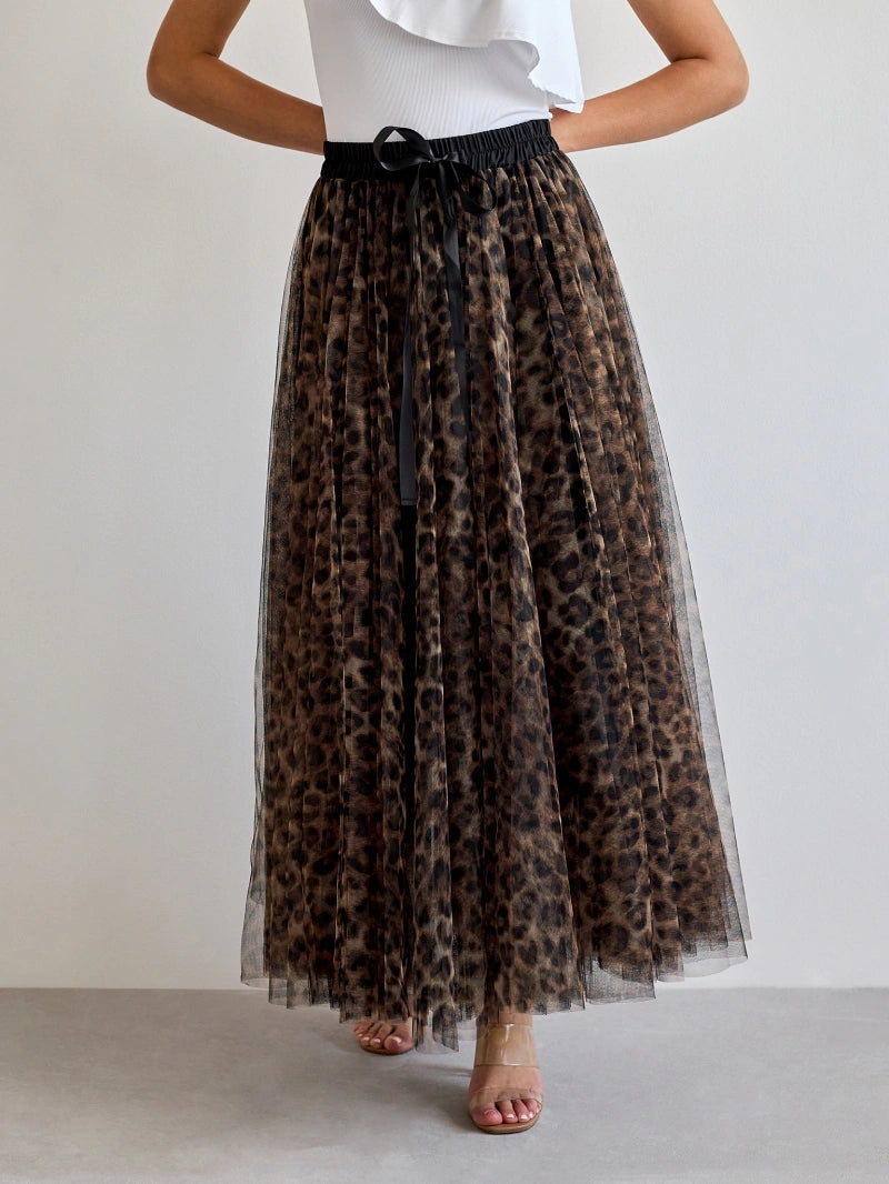 Maxi Skirt | Leopard Print & Flowing Tulle