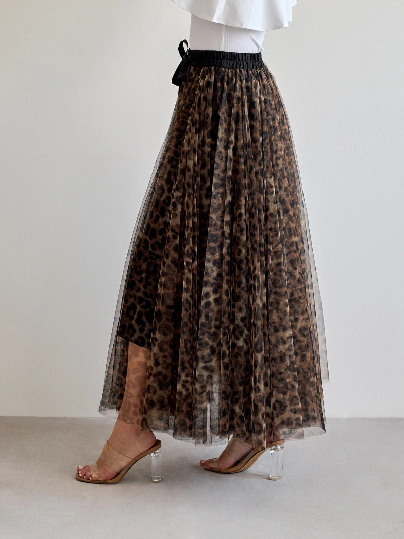 Maxi Skirt | Leopard Print & Flowing Tulle