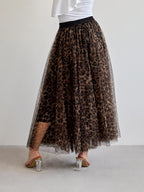 Maxi Skirt | Leopard Print & Flowing Tulle
