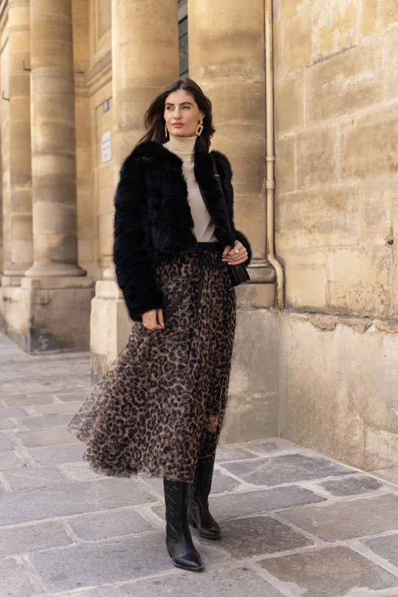 Maxi Skirt | Leopard Print & Flowing Tulle