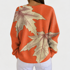 Molly | Orange Jumper with Autumn Leaf Design