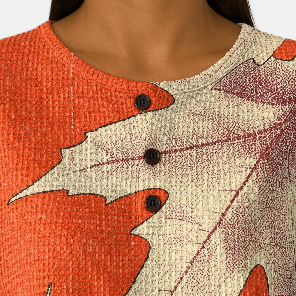 Molly | Orange Jumper with Autumn Leaf Design