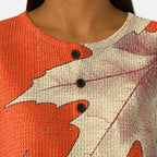 Molly | Orange Jumper with Autumn Leaf Design