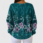 Nora | Petrol Coloured Jumper with Floral Design