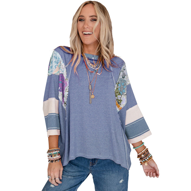 BAILEY | Lightweight Patchwork Batwing Top