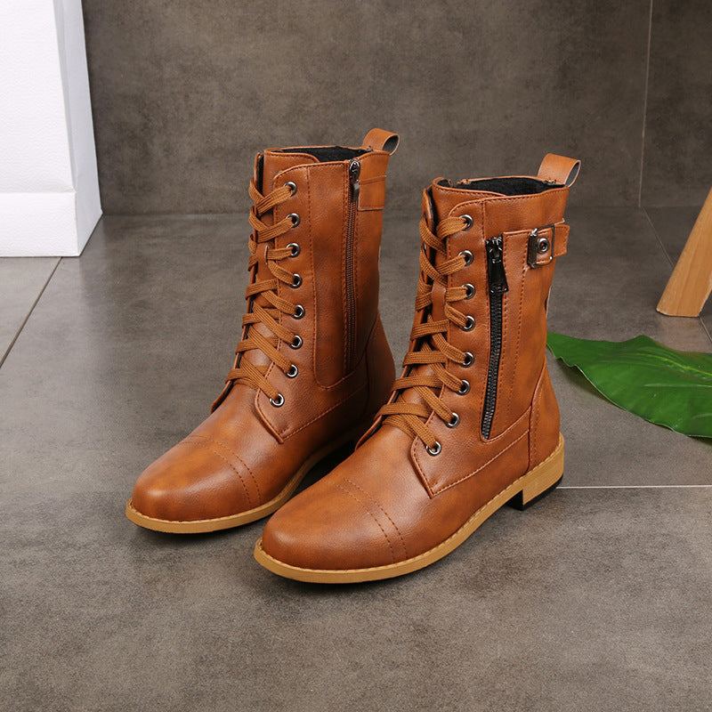ODETTE | LACE-UP BUCKLE BOOTS