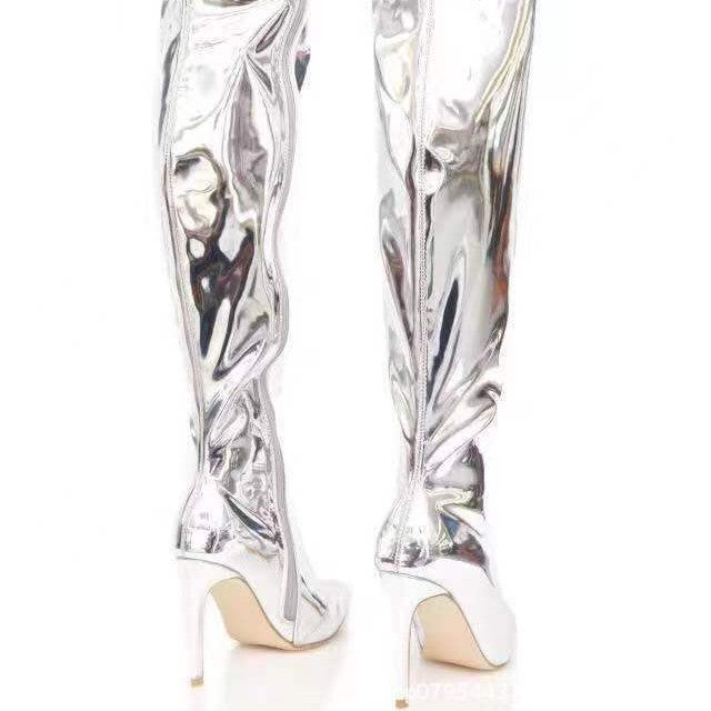 SASKIA | METALLIC OVER-THE-KNEE BOOTS