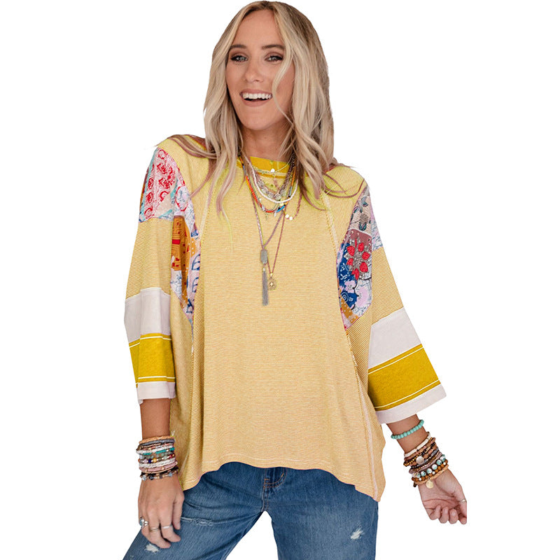 BAILEY | Lightweight Patchwork Batwing Top