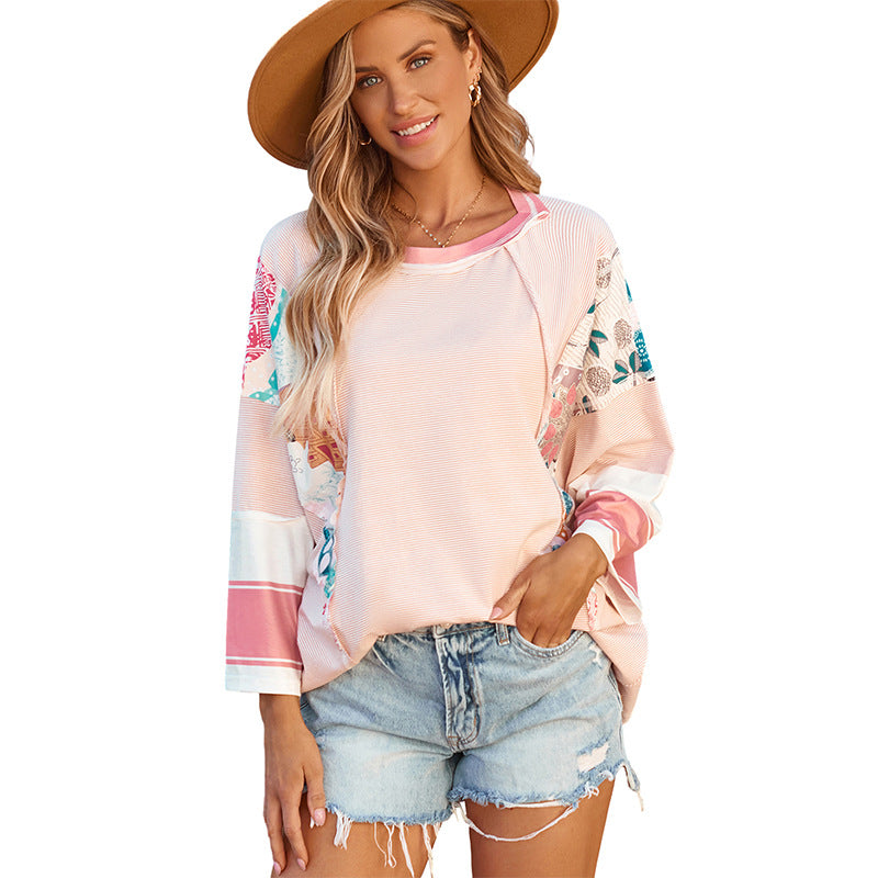 BAILEY | Lightweight Patchwork Batwing Top