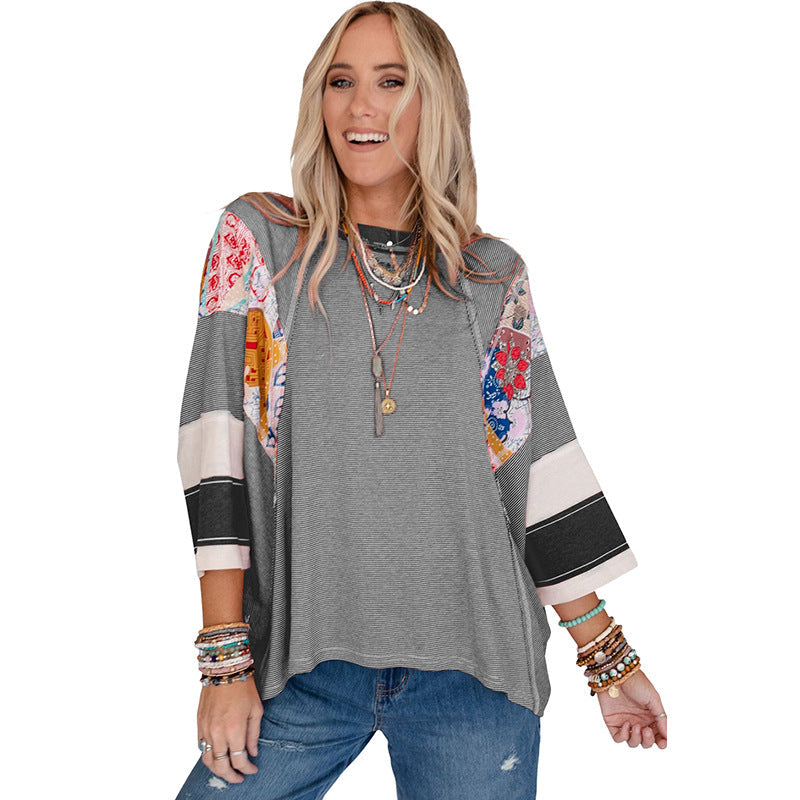 BAILEY | Lightweight Patchwork Batwing Top