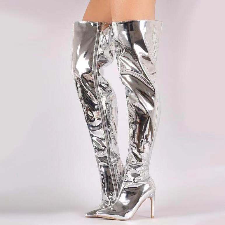 SASKIA | METALLIC OVER-THE-KNEE BOOTS